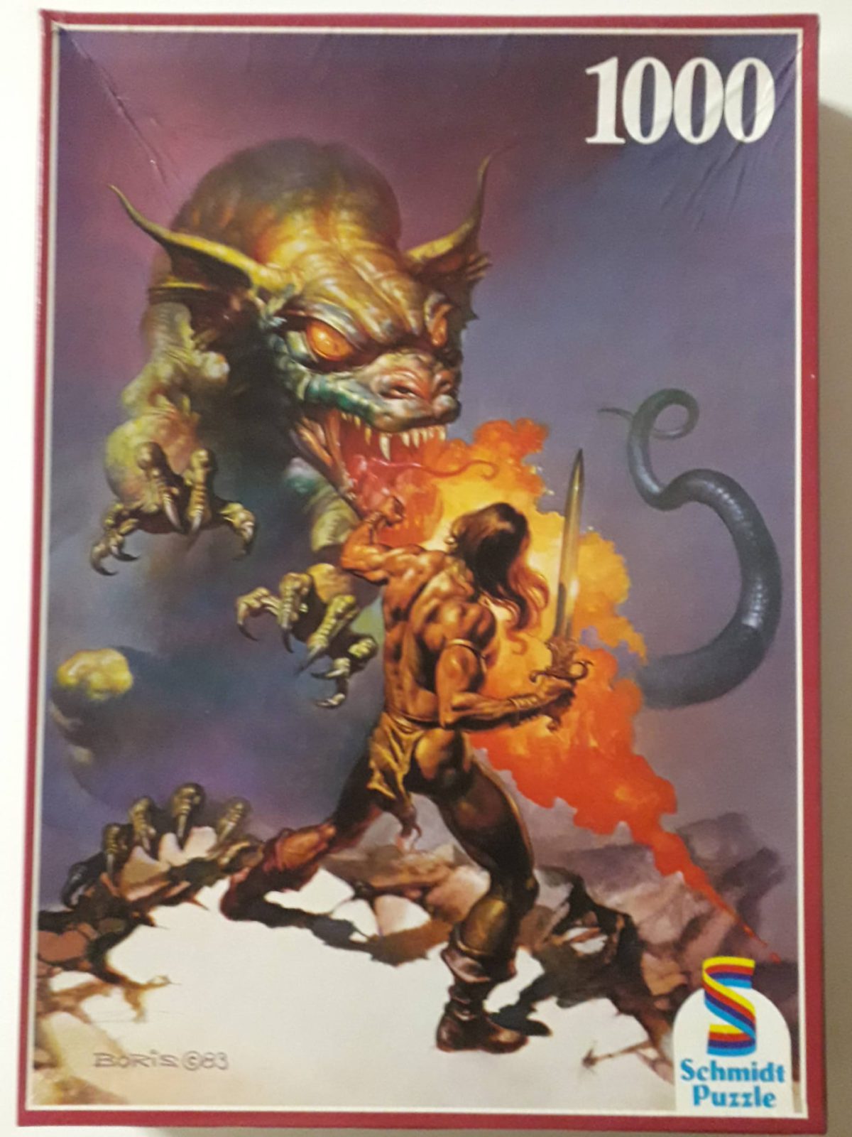 Image of the puzzle 1000, Schmidt, Fire Dragon, Boris Vallejo, Sealed Bag, Picture of the box