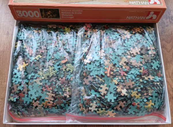 Image of the puzzle 3000, Nathan, Fruit Harvest, William Hammer, Complete, Picture of the bag
