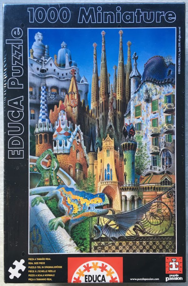 Image of the puzzle 1000, Educa, Gaudí Collage, by Isidro Monés, Factory Sealed, Picture of the box