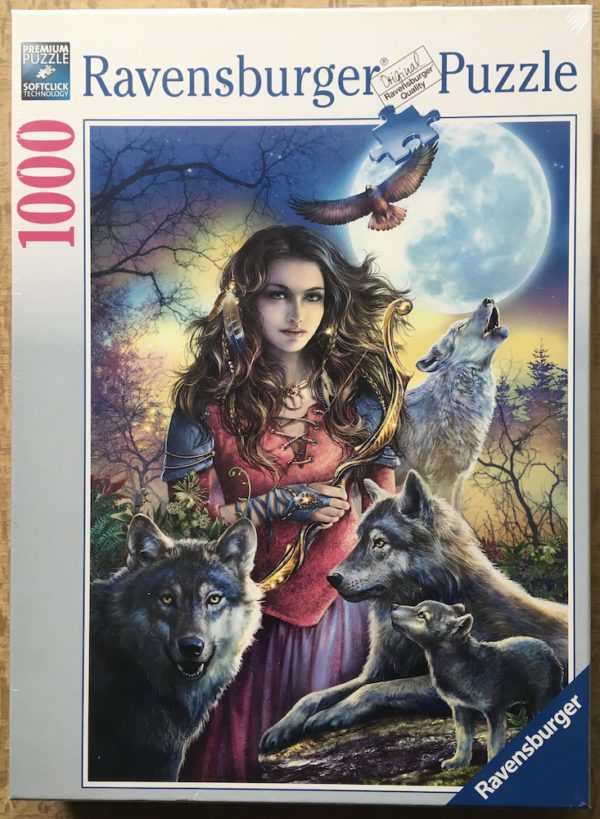 Image of the puzzle 1000, Ravensburger, Protector of Wolves, Silvia Christoph, Factory Sealed, Picture of the box