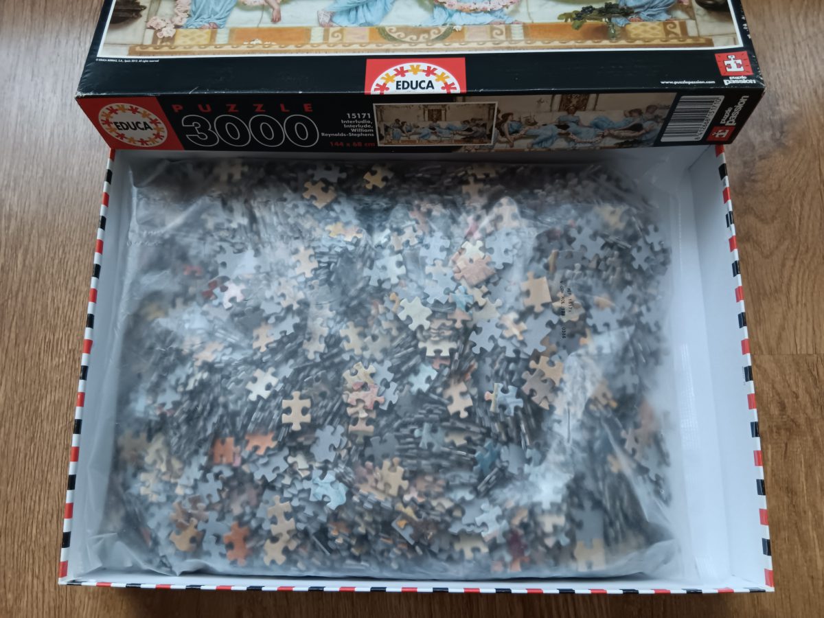 Image of the puzzle 3000, Educa, Interlude, William Reynolds-Stephens, Sealed Bag, Picture of the bag
