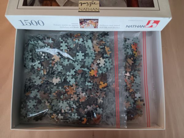 Image of the puzzle 1500, Nathan, Still Life with Basket, by Paul Cézanne, Complete, Picture of the bag