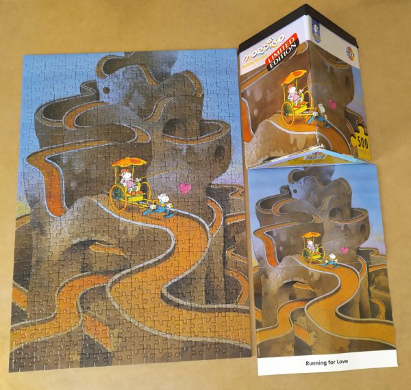 Image of the puzzle 500, Heye, Running for Love, Guillermo Mordillo, Complete, Picture of the contents