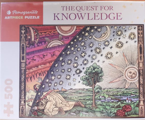 Image of the puzzle 500, Pomegranate, The Quest for Knowledge, Factory Sealed, Picture of the box