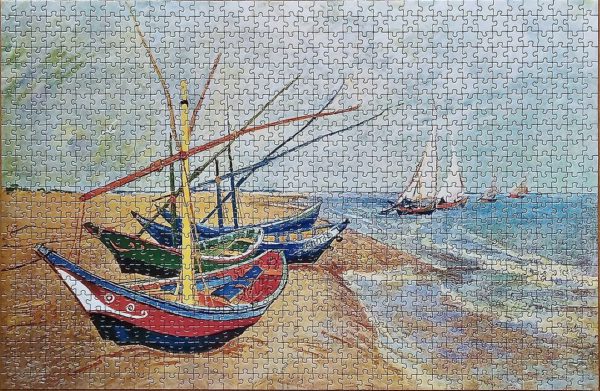 Image of the puzzle 1000, F.X. Schmid, Sailboats in Saintes-Maries, by Vincent van Gogh, Complete, Picture of the puzzle