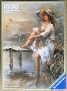 Image of the puzzle 1500, Ravensburger, Girl by the Sea, by Willem Haenraets, Complete, Picture of the box