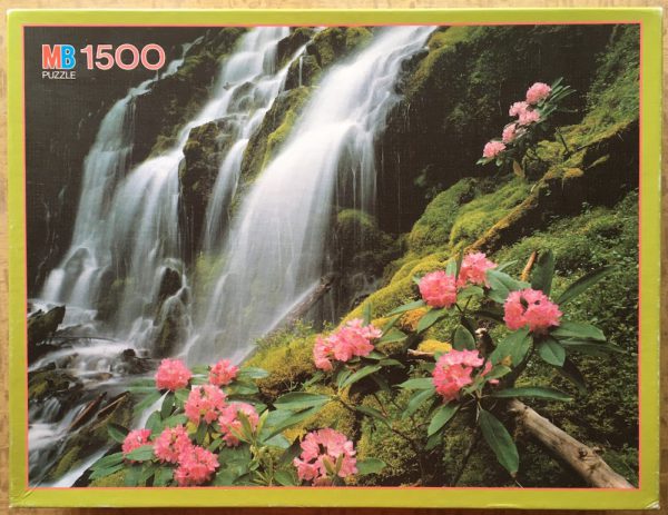 Image of the puzzle 1500, MB, Cascade, David Muench, Sealed Bag, Picture of the box