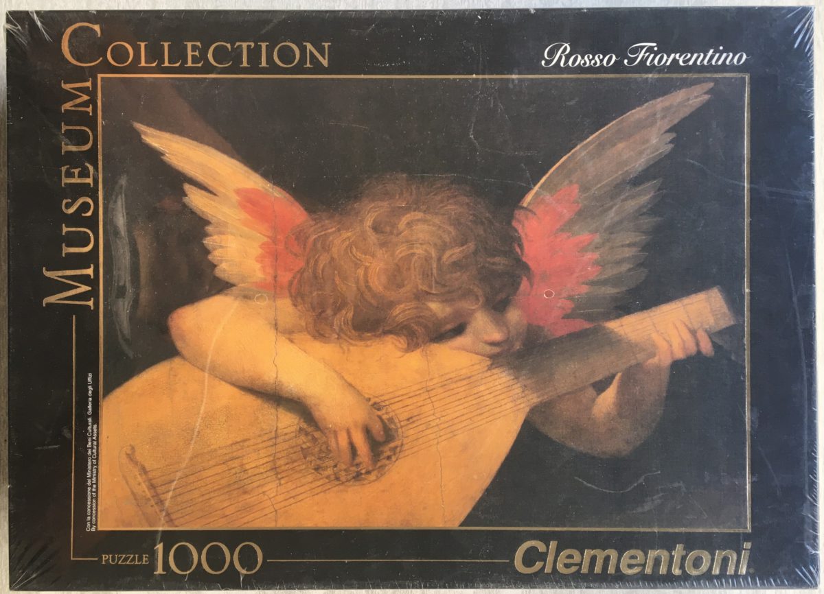 1000, Clementoni, Musician Angel, by Rosso Fiorentino, Factory Sealed, 2024-08-06 Image of the puzzle 1000, Clementoni, Musician Angel, by Rosso Fiorentino, Factory Sealed, Picture of the box