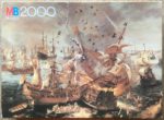 Image of the puzzle 2000, MB, The Battle of Gibraltar, by Cornelis Claesz van Wieringen, Complete, Picture of the box