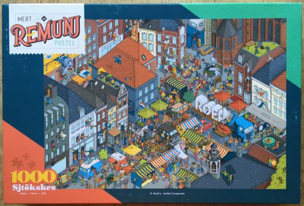 Image of the puzzle 1000, Hart van Limburg, Market in Roermond, by Maikel Crompvoets, Complete, Picture of the box