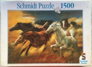 Image of the puzzle 1500, Schmidt, Seven Horses, by Ruane Manning, Factory Sealed, Picture of the box