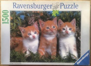 Image of the puzzle 1500, Ravensburger, Three Kittens, by Rolf Hinz, Picture of the box