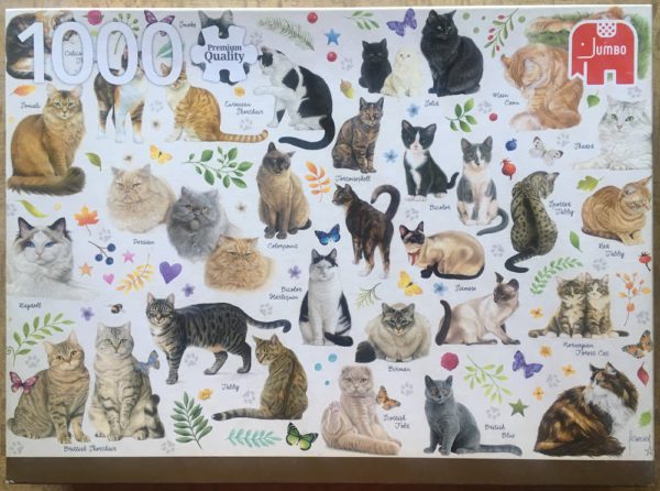 Image of the puzzle 1000, Jumbo, Cats Poster, by Francien van Westering, Incomplete, Picture of the box