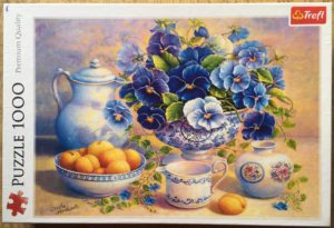 Image of the puzzle 1000, Trefl, Blue Bouquet, by Trisha Hardwick, Complete, Picture of the box
