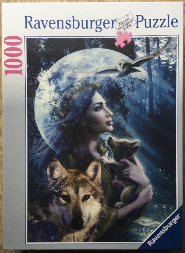 Image of the puzzle 1000, Ravensburger, Goddess of the Wolves, Factory Sealed, Picture of the box