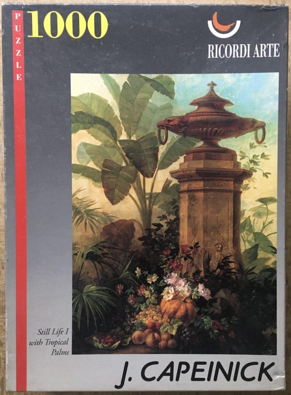 Image of the puzzle 1000, Ricordi, Still Life I with Tropical Palms, by Jean Capeinick, Sealed Bag, Picture of the box