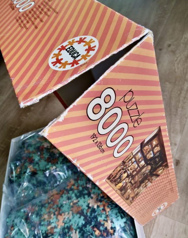 Image of the puzzle 8000, Educa, Alexander the Great visiting the Studio of Apelles, Sealed Bag, Picture of the corner