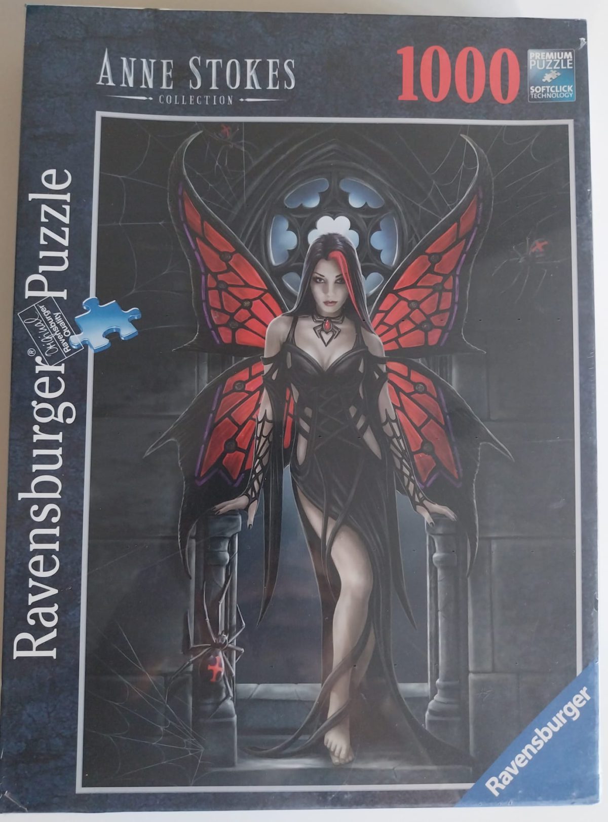 1000, Ravensburger, Gothic Butterfly, Anne Stokes, Factory Sealed, Listed by Vanesa Image of the puzzle 1000, Ravensburger, Gothic Butterfly, Anne Stokes, Factory Sealed, Picture of the box