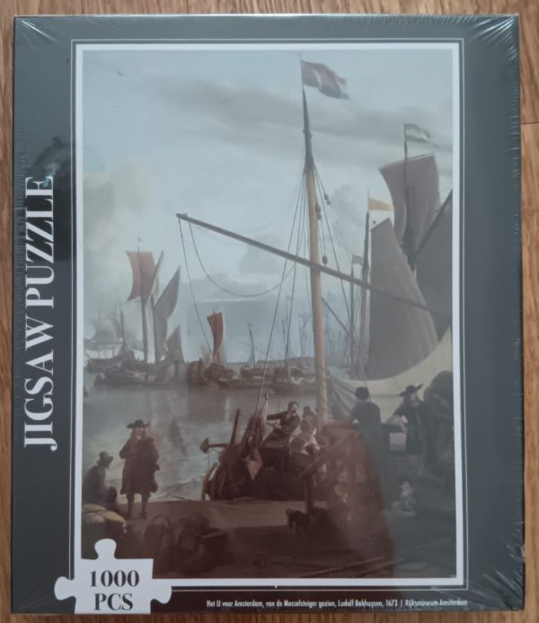 Image of the puzzle 1000, Avec, The IJ at Amsterdam, seen from the Mosselsteiger, by Ludolf Bakhuizen, Factory Sealed, Picture of the box