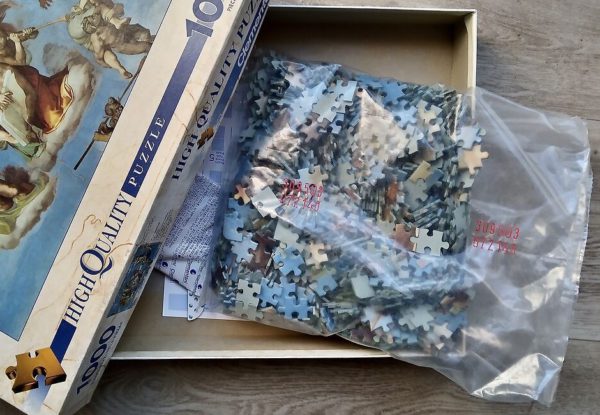 Image of the puzzle 1000, Clementoni, Universal Judgement, by Michelangelo, Sealed Bag, Picture of the bag