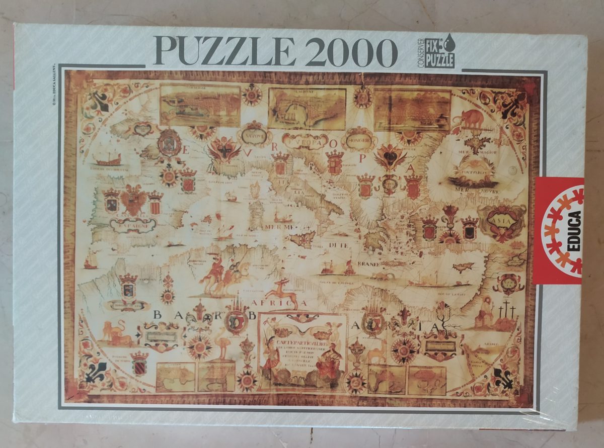 Image of the puzzle 2000, Educa, Mediterranean Sea, 1664, by François Ollive, Factory Sealed, Picture of the box