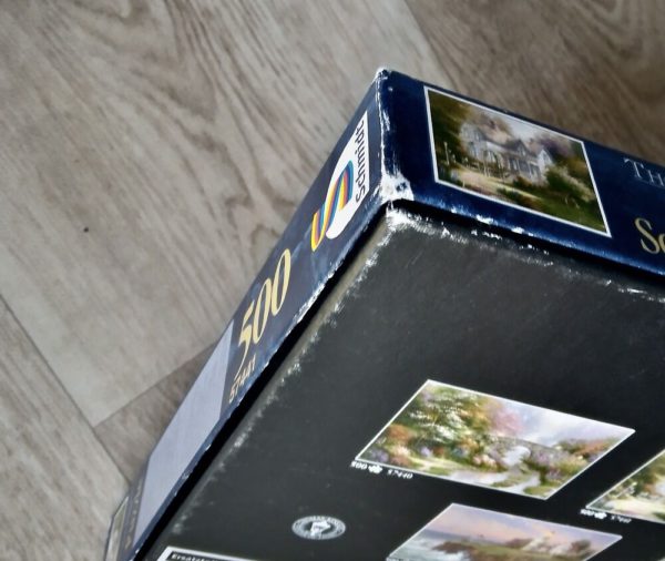 Image of the puzzle 500, Schmidt, Home Is Where the Heart Is, by Thomas Kinkade, Complete, Detail of the box