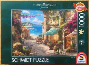 Image of the puzzle 1000, Schmidt, Italian Cafe, Thomas Kinkade, Complete, Picture of the box