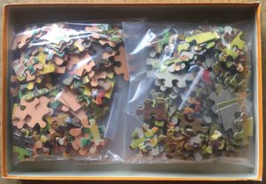 Image of the puzzle 2x126, Ravensburger, Busy Children, by Ali Mitgutsch, Complete, Picture of the bag