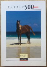 Image of the puzzle 500, Nathan, Horse on a Beach, Incomplete, Picture of the box