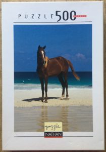 Image of the puzzle 500, Nathan, Horse on a Beach, Incomplete, Picture of the box