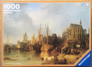 Image of the puzzle 1000, Ravensburger, On the Banks of the Rhine, by George Clarkson Stanfield, Incomplete, Picture of the box