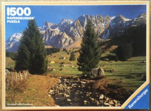 Image of the puzzle 1500, Ravensburger, In the Alps (Switzerland), by Toni Schneiders, Complete, Picture of the box