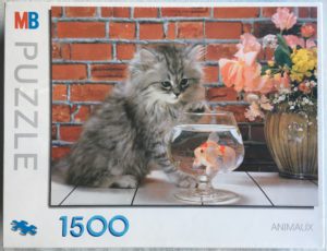 Image of the puzzle 1500, MB, Kitten with Fish, Factory Sealed, Picture of the box