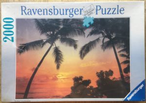 Image of the puzzle 2000, Ravensburger, At Dusk, by Edmund Nägele, Factory Sealed, Picture of the box