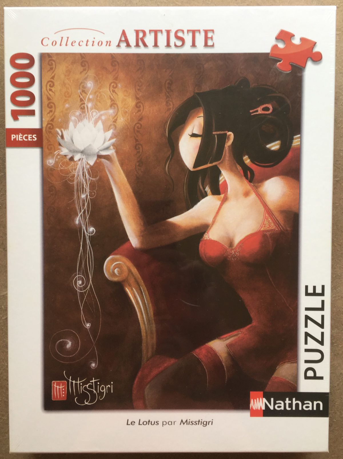 1000, Nathan, The Lotus, Misstigri, Factory Sealed, 2024-09-09 Image of the puzzle 1000, Nathan, The Lotus, Misstigri, Factory Sealed, Picture of the box