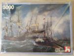 Image of the puzzle 3000, Nathan, Ships Entering Le Havre, Édouard Adam, Sealed Bag, Picture of the box
