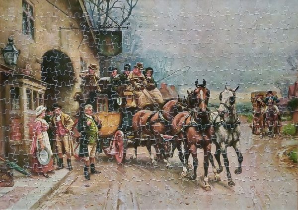 Image of the puzzle 315, Mulder, Coach Stop in Old Stratford, by an Unknown Artist, Complete, Picture of the puzzle