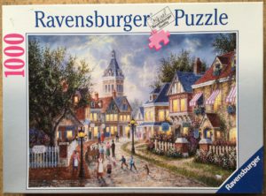 Image of the puzzle 1000, Ravensburger, City of Bears, by Dennis Lewan, Complete, Picture of the box