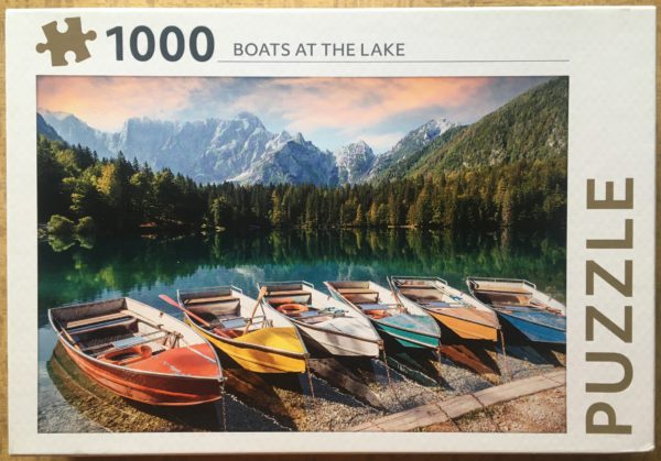 Image of the puzzle 1000, Rebo, Boats at the Lake, by Yevhenii Chulovskyi, Complete, Picture of the box
