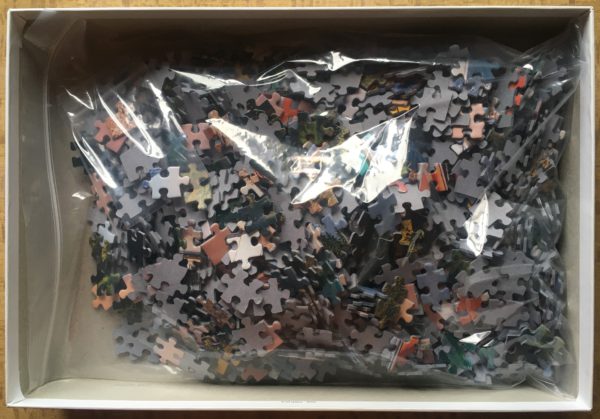Image of the puzzle 1000, Rebo, Boats at the Lake, by Yevhenii Chulovskyi, Complete, Picture of the bag