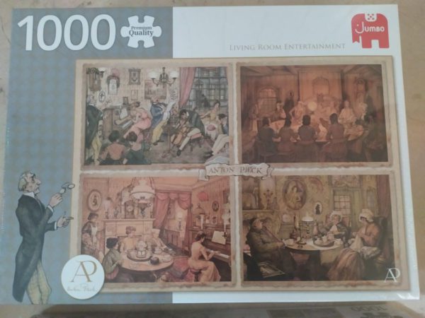 Image of the puzzle 1000, Jumbo, Living Room Entertainment, by Anton Pieck, Factory Sealed, Picture of the box