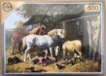 Image of the puzzle 500, Falcon, Farmyard Friends, by John Frederick Herring Jr., Factory Sealed, Picture of the box