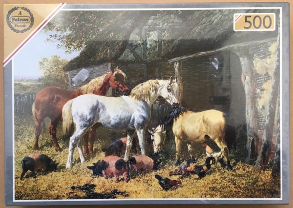 Image of the puzzle 500, Falcon, Farmyard Friends, by John Frederick Herring Jr., Factory Sealed, Picture of the box