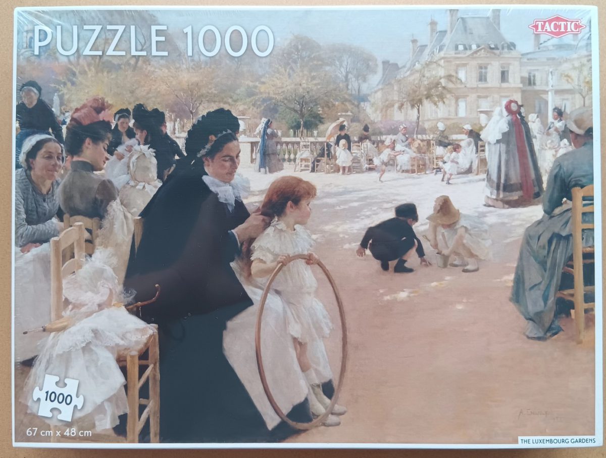 1000, Tactic, Luxembourg Gardens, by Albert Edelfelt, Factory Sealed, Listed by Emilia puzzles Image of the puzzle 1000, Tactic, Luxembourg Gardens, by Albert Edelfelt, Factory Sealed, Picture of the box