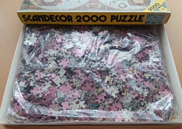 Image of the puzzle 2000, Scandecor, Historic World Map, by Willem Blaeu, Sealed Bag, Picture of the bag