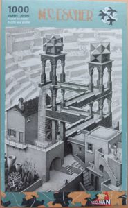 Image of the puzzle 1000, Puzzelman, Waterfall, by Maurits Cornelis Escher, Sealed Bag, Picture of the box