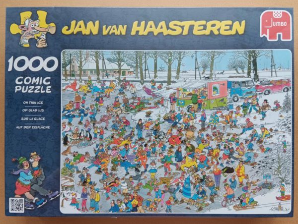 Image of the puzzle 1000, Jumbo, On Thin Ice, by Jan van Haasteren, Factory Sealed, Picture of the Box