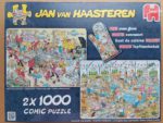 Image of the puzzles 2x1000, Jumbo, Seafood Supper & Clash of the Bakers, by Jan van Haasteren, Factory Sealed, Picture of the box