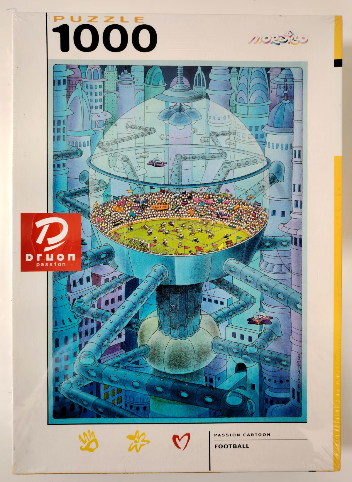Image of the puzzle 1000, Druon, Football, Guillermo Mordillo, Factory Sealed, Picture of the box
