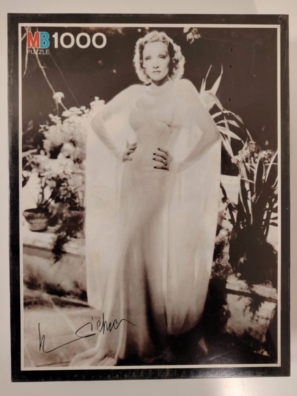 Image of the puzzle 1000, MB, Marlene Dietrich, by Margaret Chute, Factory Sealed, Picture of the box
